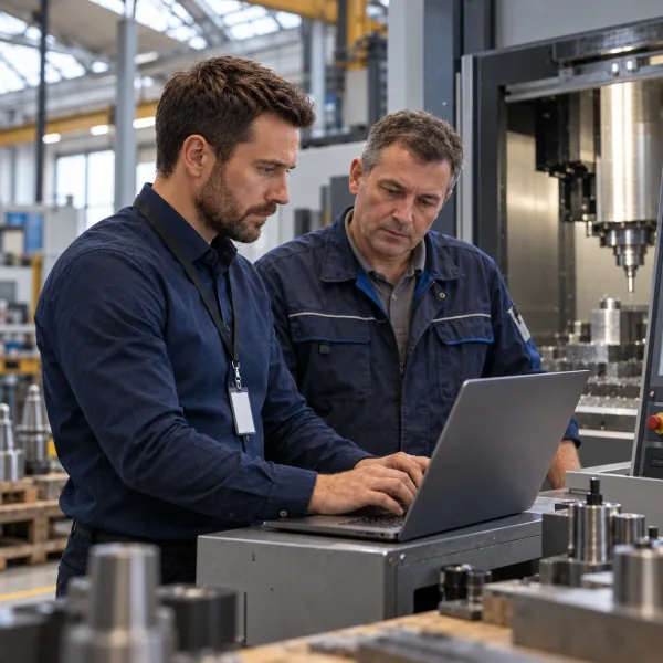 KI-generiertes Bild: IT-Techniker berät einen Betrieb in Remscheid